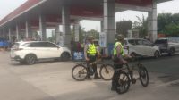 Pengamanan Mudik 2024 di Rest Area Tangerang, Polisi Gelar Patroli Sepeda