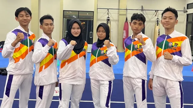 SEMANGAT: Atlet wushu Kabupaten Tangerang yang akan tampil di Popda XI 2026 di Kota Tangerang.(Credit: Disporabudpar Kab. Tangerang)