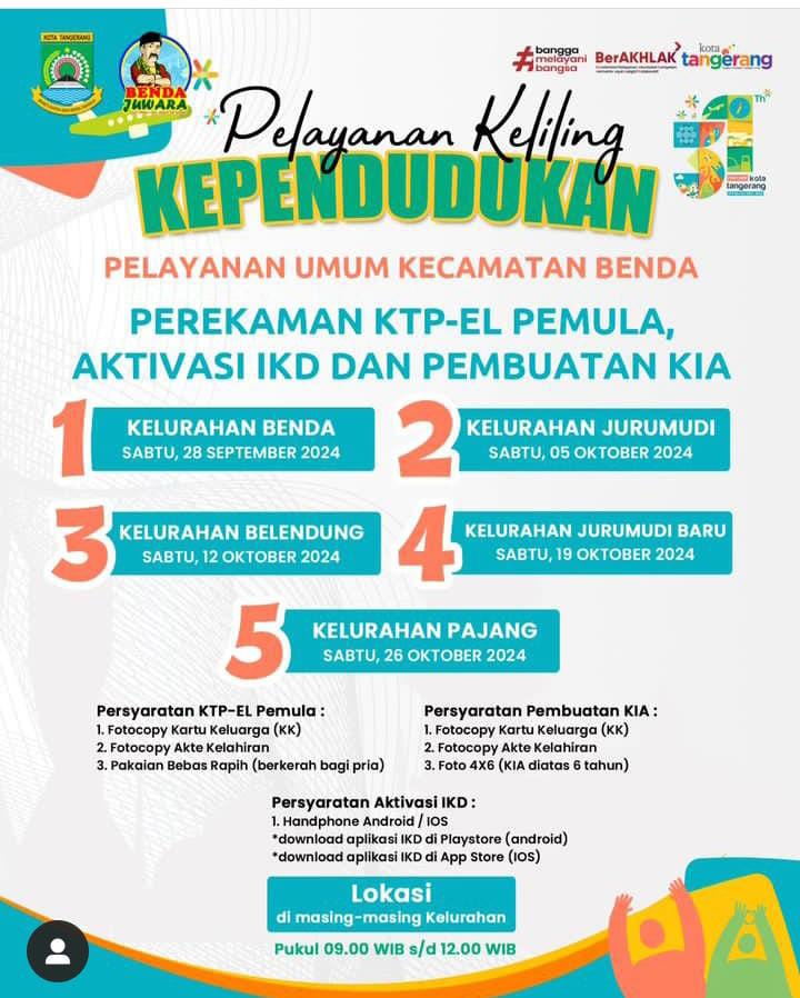 Gratis, Layanan Keliling KTP-EL hingga IKD di Seluruh Kelurahan se-Kecamatan Benda